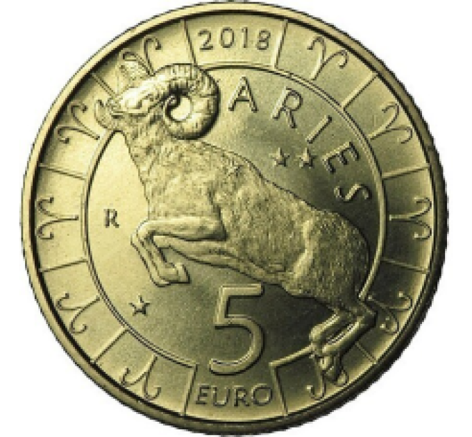 San Marino 5 euro UNC 2018 - "Zodiaco Ariete"