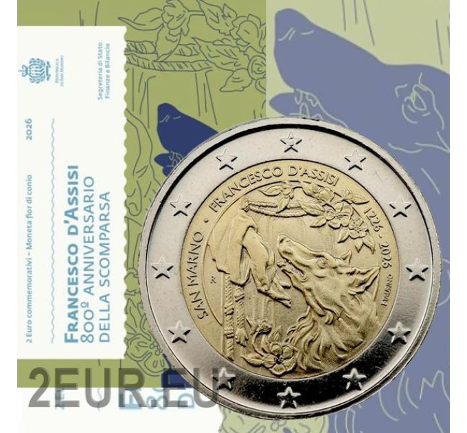 San Marino 2 euro BU 2026 - 800° anniversario della morte di Francesco d'Assisi