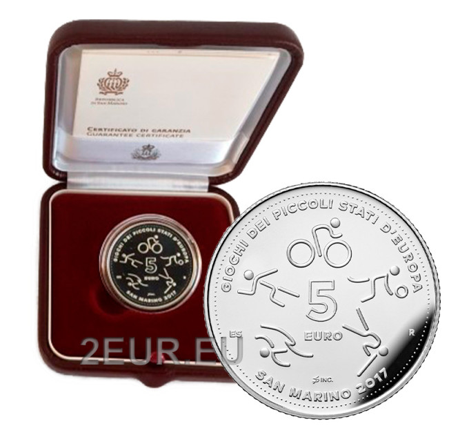 San Marino 5 euro proof 2017 - Giochi dei Piccoli Stati d'Europa a San Marino 