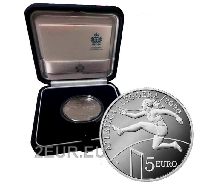 San Marino 5 euro proof 2020 - Giochi di Atletica dei Piccoli Stati Europei 