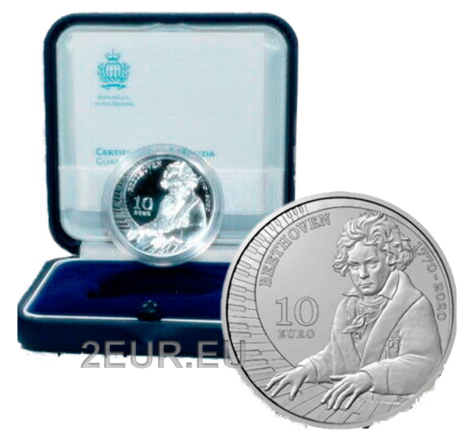 San Marino 10 euro proof 2020 - 250° Anniversario della Nascita di Ludwig van Beethoven  