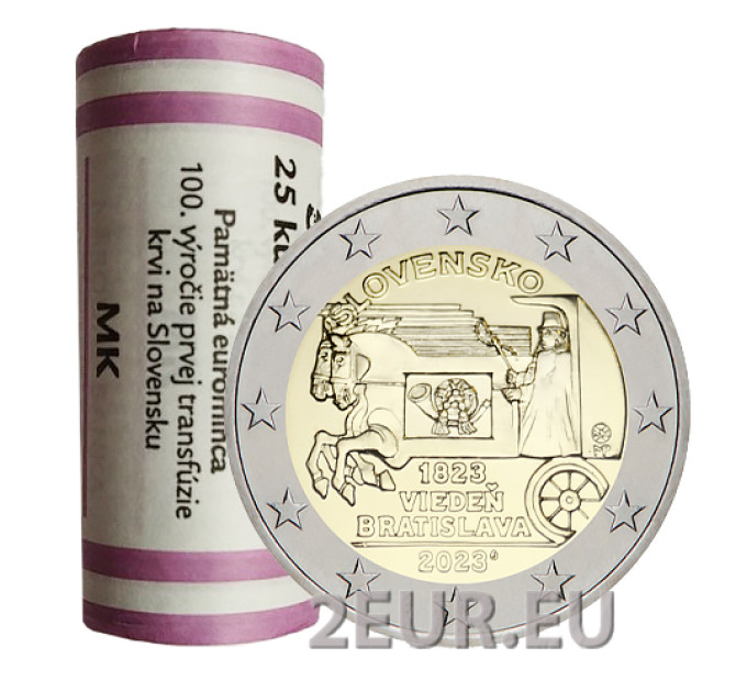 Slovacchia 2 euro UNC rotolo 2023 - 200° anniversario dell'apertura della posta a cavalli sulla linea Vienna-Bratislava