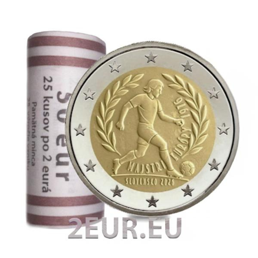 Slovacchia 2 euro UNC rotolo 2026 - Campionato europeo di calcio UEFA 1976