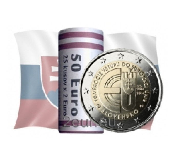 Slovacchia 2 euro UNC rotolo 2014 -10 anni di adesione della Slovacchia all'UE
