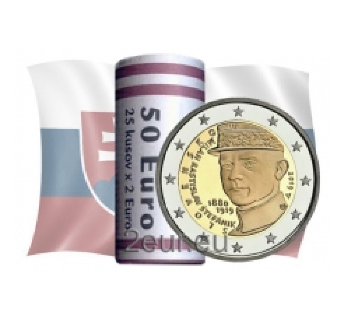 Slovacchia 2 euro UNC rotolo 2019 - 100° anniversario della morte di Milan Rostislav Stefanik