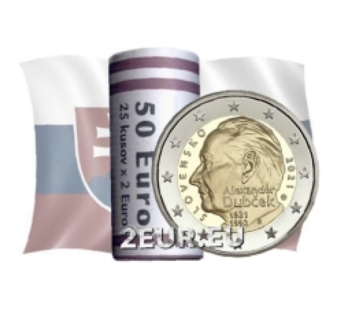 Slovacchia 2 euro UNC rotolo 2021 - centenario della nascita di Alexander Dubchek