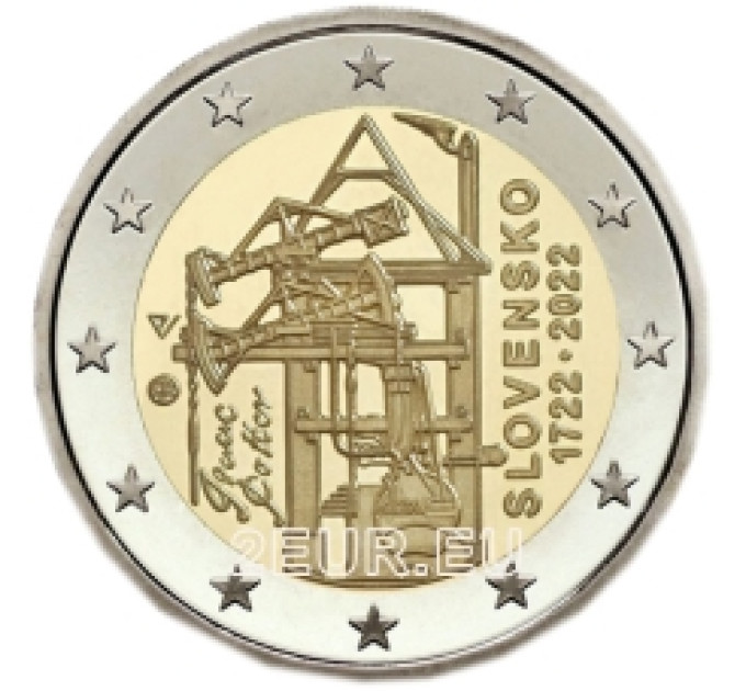 Slovacchia 2 euro UNC 2022 - 300° anniversario della costruzione della prima macchina a vapore atmosferica dell'Europa continentale per il prosciugamento delle miniere
