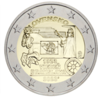 Slovacchia 2 euro UNC 2023 - 200° anniversario dell'apertura della posta a cavalli sulla linea Vienna-Bratislava