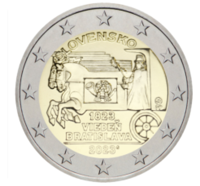 Slovacchia 2 euro UNC 2023 - 200° anniversario dell'apertura della posta a cavalli sulla linea Vienna-Bratislava
