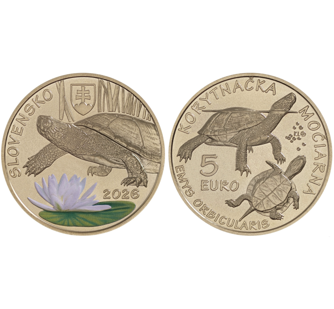 Slovacchia 5 euro UNC 2026 - tartaruga palustre europea