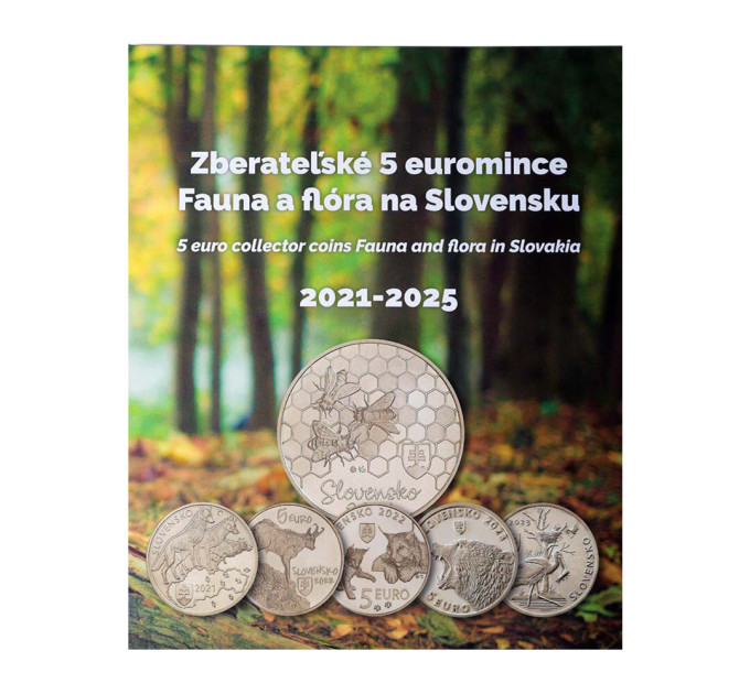 Slovacchia 5 euro UNC 2021 - 2025 - Fauna e Flora in Slovacchia + Album