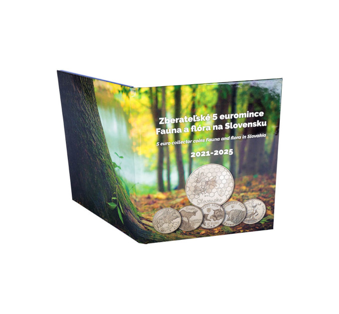 Slovacchia 5 euro UNC 2021 - 2025 - Fauna e Flora in Slovacchia + Album
