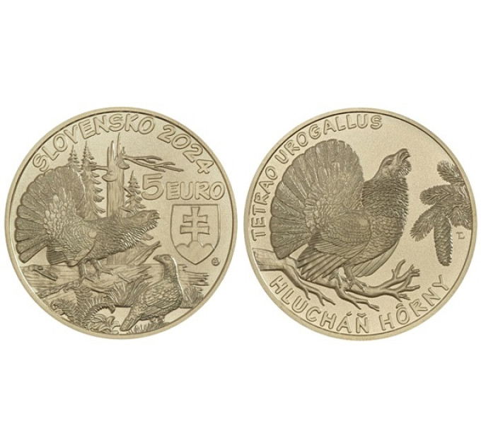 Slovacchia 5 euro UNC 2024 - Fauna e Flora in Slovacchia - Gallo cedrone di montagna