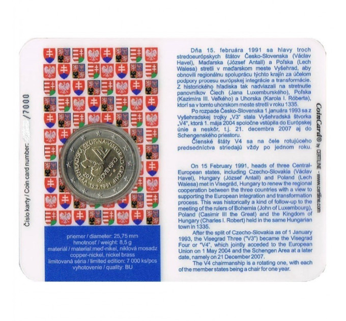 Slovacchia 2 euro fdc 2011 - 20 anni del Gruppo Visegrad