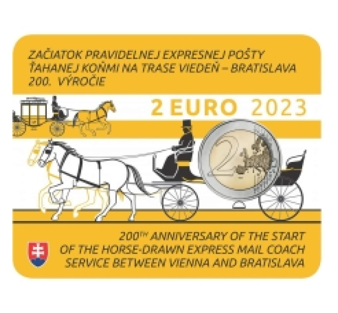 Slovacchia 2 euro BU 2023 - 200° anniversario dell'apertura della posta a cavalli sulla linea Vienna-Bratislava