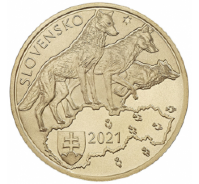 Slovacchia 5 euro UNC 2021 - Fauna e Flora in Slovacchia - Lupo predatore