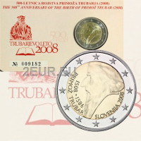Slovenia 2 euro BU 2008 - 500° anniversario della nascita di Primoz Trubar 