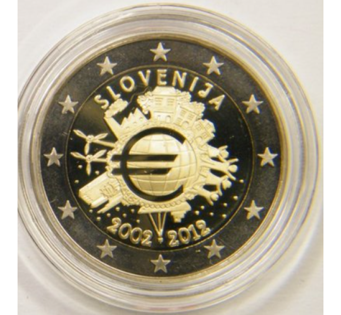 Slovenia 2 euro proof 2012 - 10 anni di Euro Cash