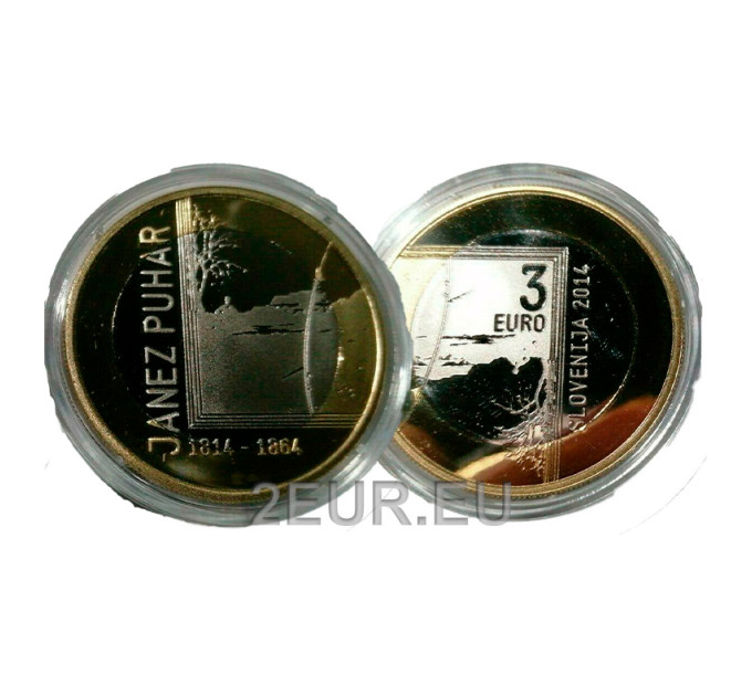 Slovenia 3 euro proof 2014 - 200° anniversario della nascita del fotografo Janez Puhar  