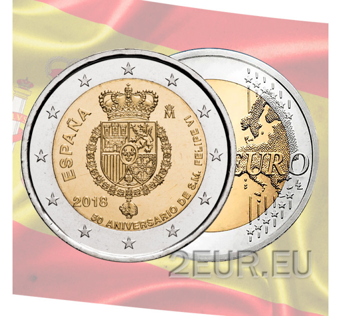 Spagna 2 euro UNC 2018 - 50° Compleanno di Felipe VI di Spagna