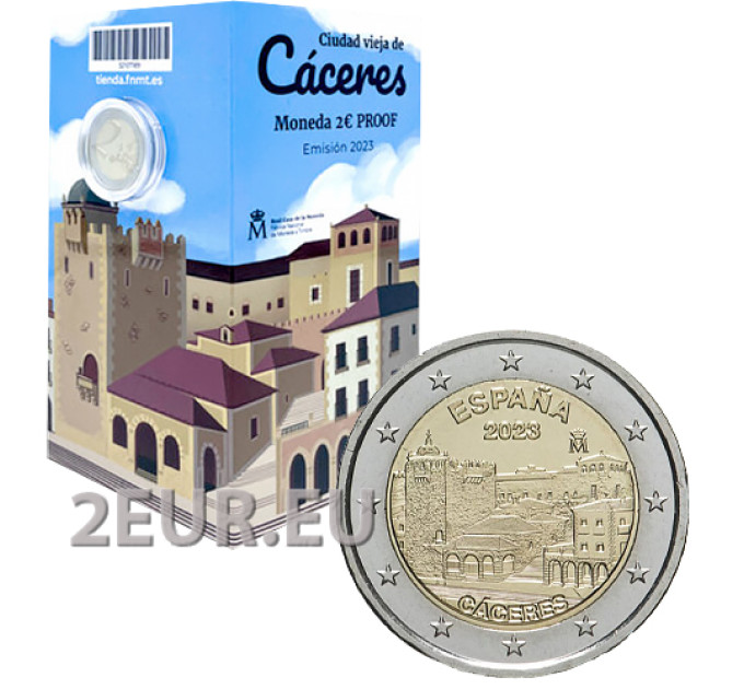 Spagna 2 euro proof 2023 – Sito Patrimonio dell'Umanità UNESCO - Centro storico di Cáceres