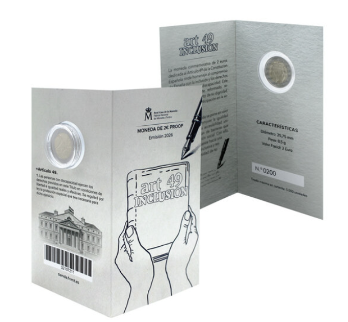 Spagna 2 euro proof 2026 – Article 49 : Handicap, protection, droits et inclusion