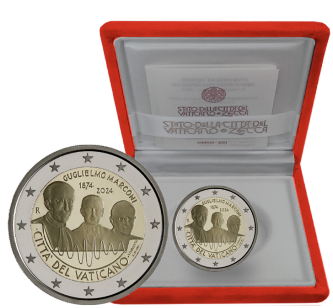 Vaticano 2 euro proof 2024 - 150° nascita Guglielmo Marconi