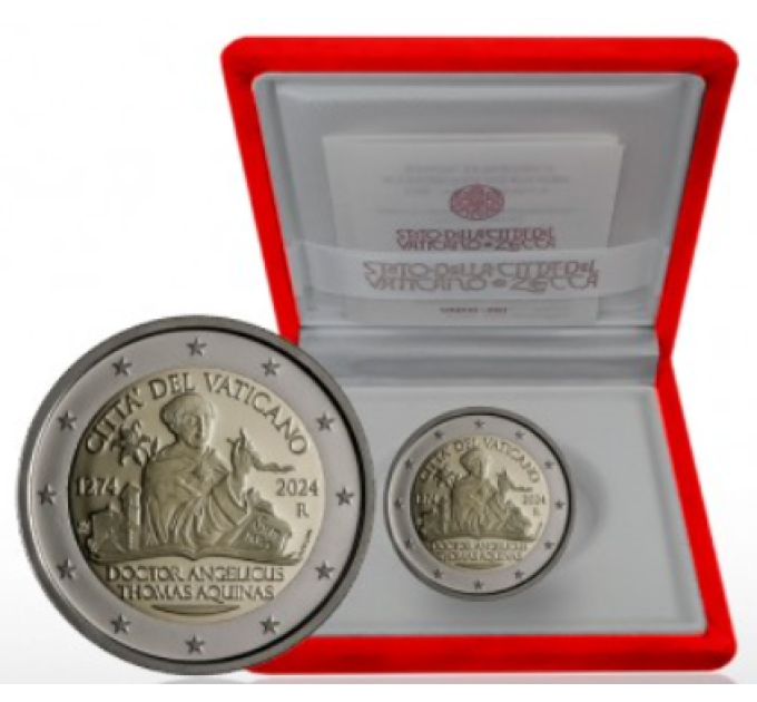 Vaticano 2 euro proof 2024 - 750° anniversario della morte di San Tommaso d'Aquino