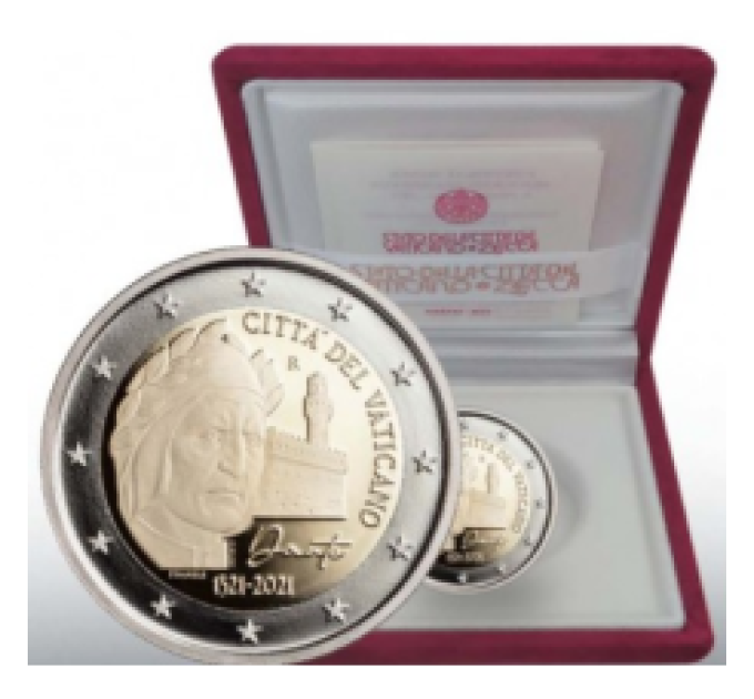 Vaticano 2 euro proof 2021 - 700° Anniversario della Morte di Dante Alighieri  