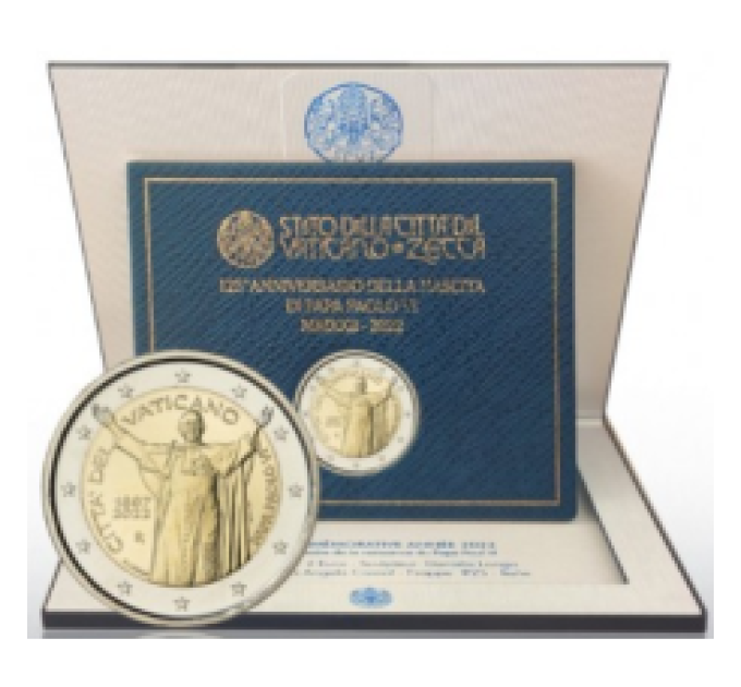 Vaticano 2 euro BU 2022 - 125° Anniversario della nascita di Papa Paolo VI