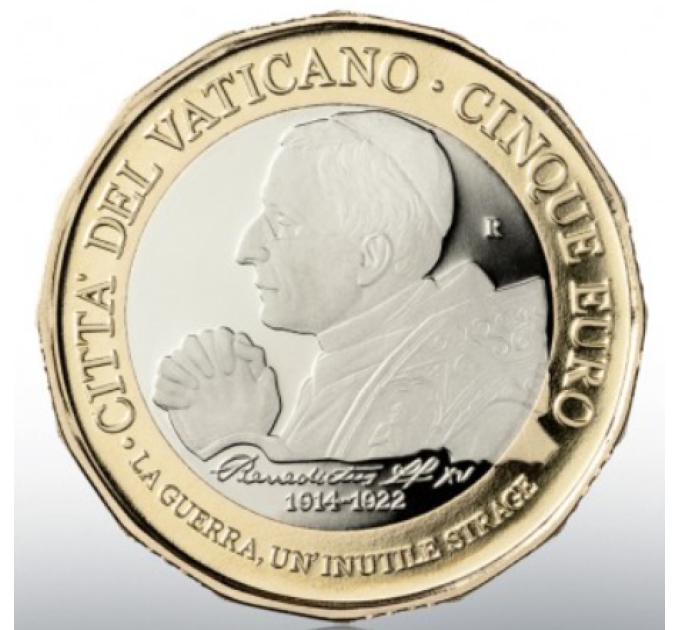 Vaticano 5 euro proof 2022 - Centenario della morte di Papa Benedetto XV