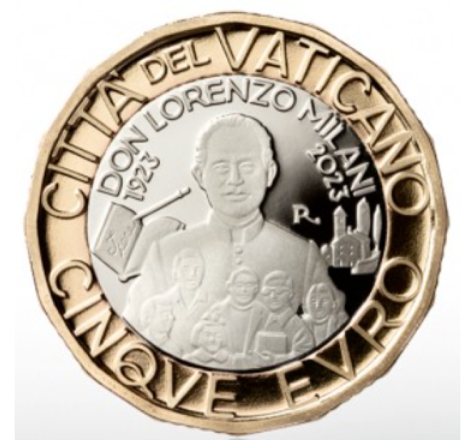 Vaticano 5 euro proof 2023 - 100 anni dalla nascita di don Lorenzo Milani