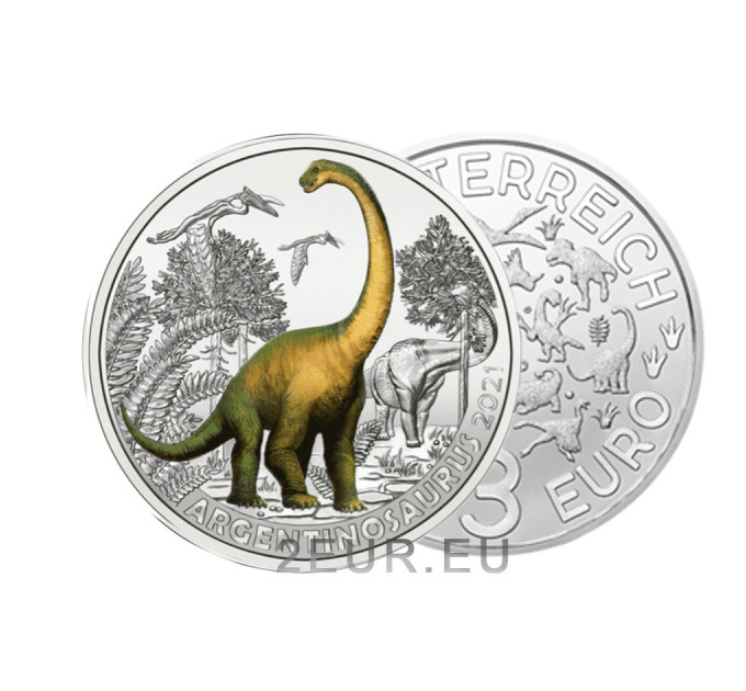 Austria 3 euro moneta 2021-4 - Argentinosaurus