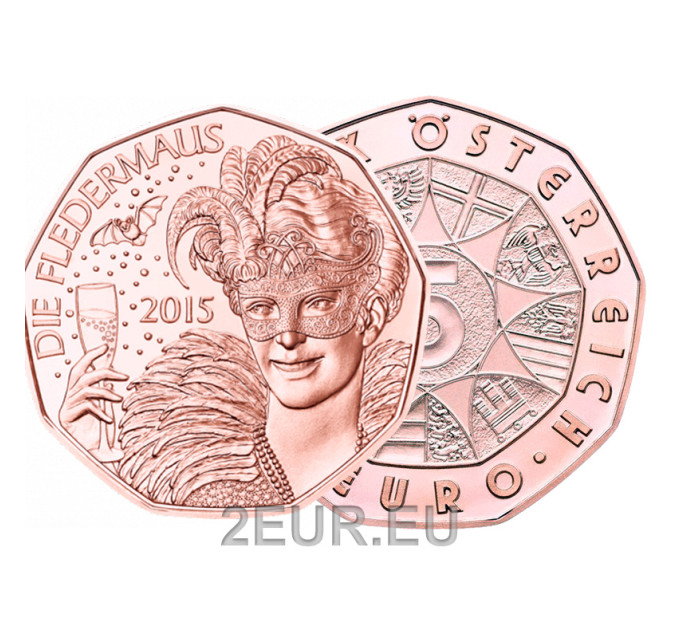 Austria 5 euro moneta 2015 - Il pipistrello