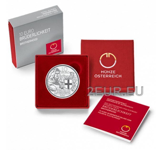 Austria 10 euro Moneta d'argento Proof 2021 - FRATELLANZA