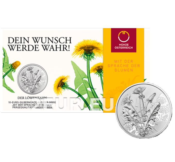  Austria 10 euro  Moneta d'argento 2022 - IL TARASSACO