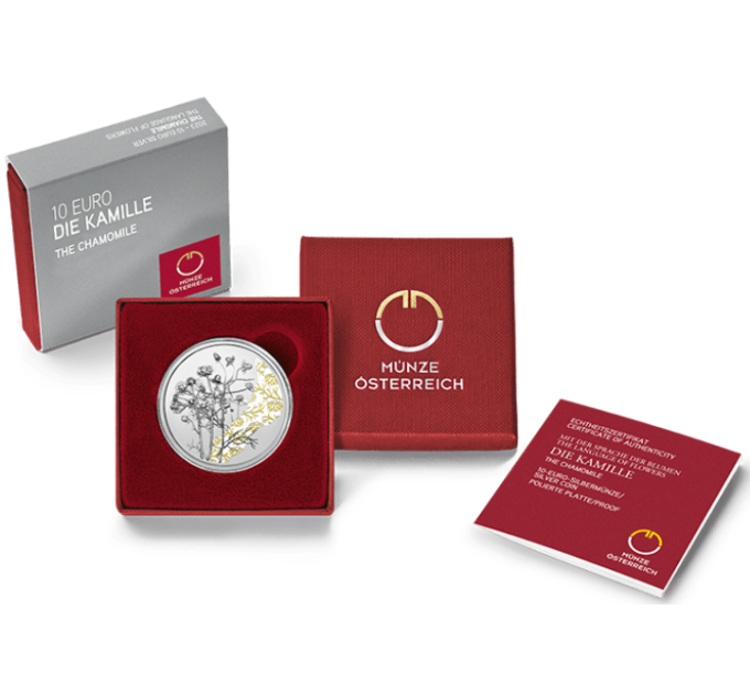  Austria 10 euro  Moneta d'argento Proof 2023 - LA CAMOMILLA