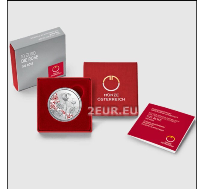  Austria 10 euro  Moneta d'argento Proof 2021 - LA ROSA