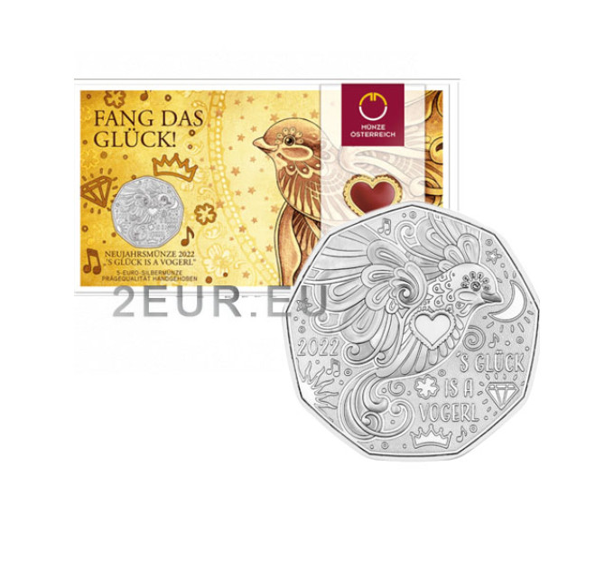 Austria 5 euro Moneta d'argento 2022 - La felicità è un uccello
