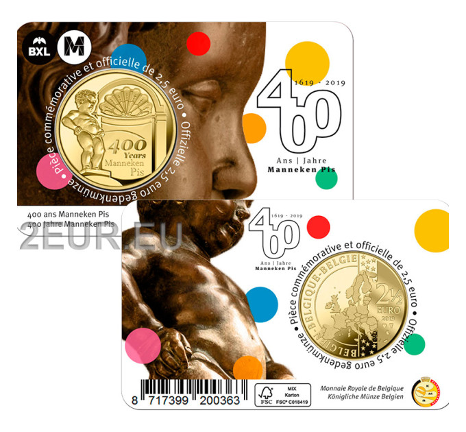 Belgio 2,5 euro BU 2019 - 400 anni manneken pis - FR