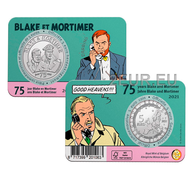 Belgio 5 euro BU 2021 - 75 anni di Blake e Mortimer