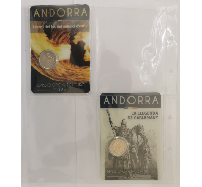 FOGLIO PER MONETE DA 2 EURO - ANDORRA E SAN MARINO
