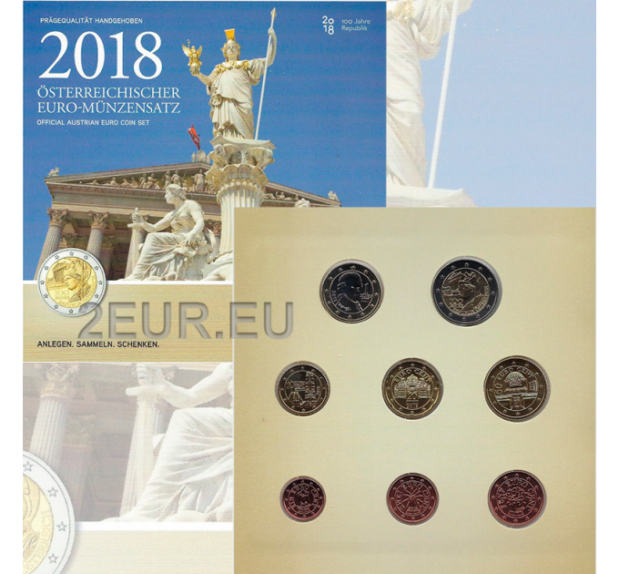 Austria Set di monete in euro FDC 2018 - 100° anniversario della Repubblica d'Austria