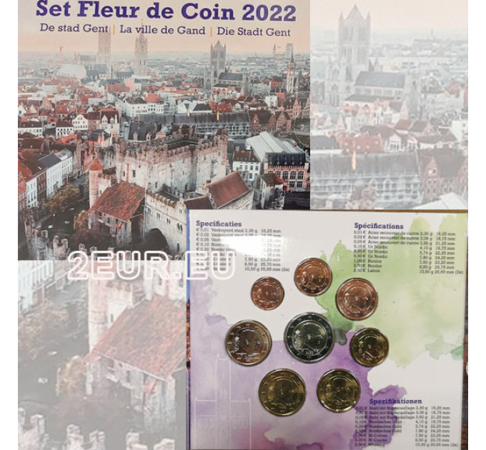 Belgium euro set BU 202 - La città di Gand