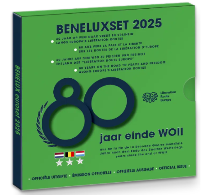 BENELUX euro set BU 2025 - 80 anni sulla strada della pace e della libertà sulla strada della liberazione dell'Europa