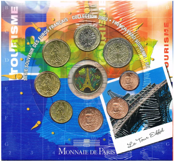 Francia FDC set 2003 - Set di monete in euro - Set souvenir BU Torre Eiffel