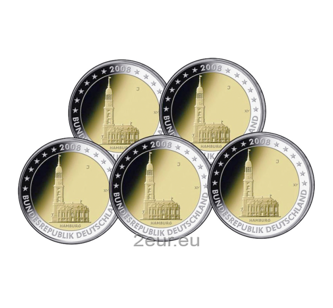 Germania 2 euro UNC 2008 - Amburgo - Chiesa di San Michele - ADFGJ