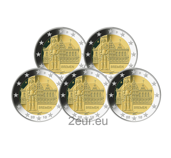 Germania 2 euro UNC 2010 - Brema - Municipio e Roland - ADFGJ