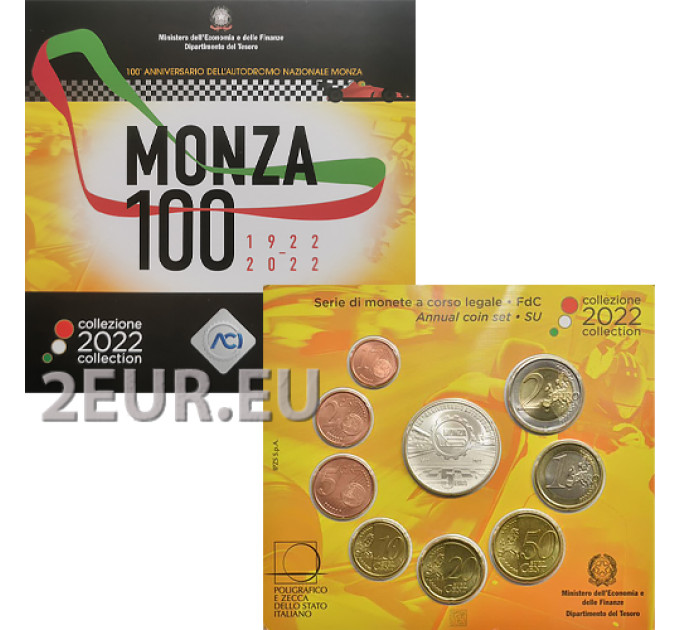 Italy 2022 - Euro Set BU + argento - Centenario dell'Autodromo Nazionale di Monza