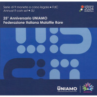 Italia Set Euro FDC + Moneta in argento da 5 euro 2024 - 25° Anniversario della fondazione della Federazione Italiana Malattie Rare